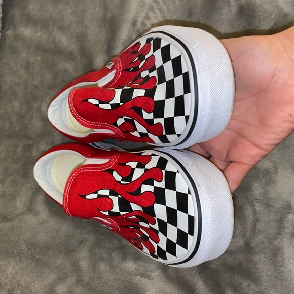 red dripping checkered vans